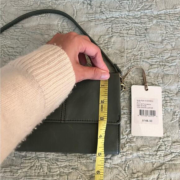 HOBO Jetty Leather Convertible Wallet Clutch Wristlet Bag Bottle Green - Picture 12 of 14